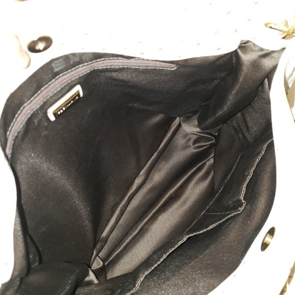 Coccinelle Women's Beige Leather Ostrich Tote Handbag - Picture 8 of 10